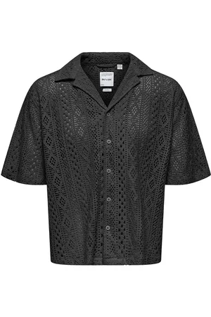 Only & Sons Onsnovak Rlx Resort Ss Lace Shirt Tops Shirts Short-sleeved Shirts Black