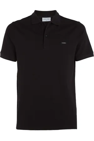 Calvin Klein Stretch Pique Slim Polo Tops Polos Short-sleeved Black
