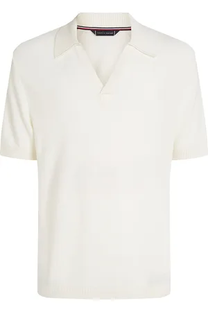 Tommy Hilfiger Knitted Cover-Up Tops Knitwear Short Sleeve Knitted Polos White