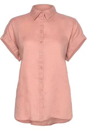 Ralph Lauren Linen Dolman-Sleeve Shirt Tops Shirts Short-sleeved Pink