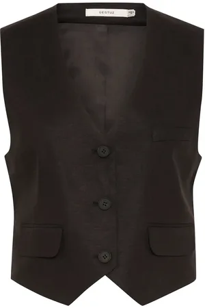 Gestuz Elarahgz Linen Waistcoat Blazers Single Breasted Blazers Black