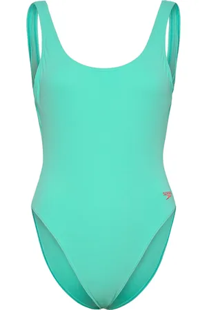 Speedo Womens Textured Deep U-Back Sport Swimsuits Blue