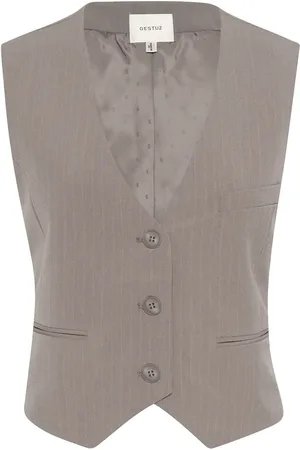 Gestuz Gzjoelle Mel. Pinstripe Waistcoat Blazers Single Breasted Blazers Grey