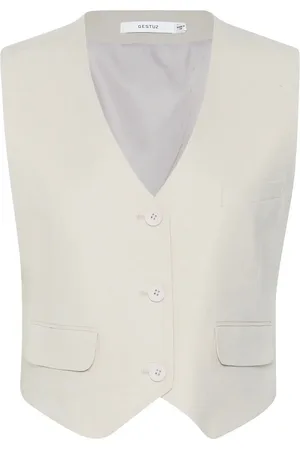 Gestuz Elarahgz Linen Waistcoat Blazers Single Breasted Blazers Cream