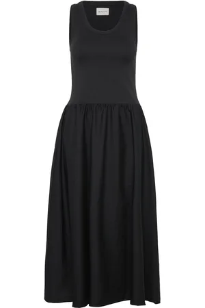 GANT Jersey Woven Midi Dress Knelang Kjole Black