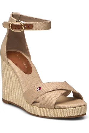 Tommy Hilfiger Flag High Wedge Espad Crisscross Sandal Med Hæl Espadrilles Beige