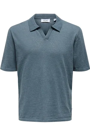 Only & Sons Onsgeorge Reg 12 Linen Ss Polo Knit Tops Polos Short-sleeved Blue