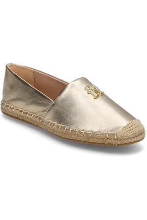Tommy Hilfiger Th Logo Metallic Leather Espad Sandaler Espadrilles Lave Gold