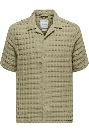 Only & Sons Onsbraddock Reg Ss Resort Waffle Shirt Tops Shirts Short-sleeved Shirts Green