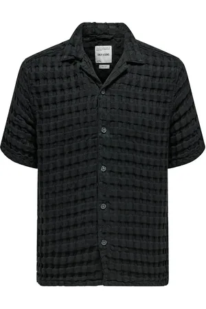 Only & Sons Onsbraddock Reg Ss Resort Waffle Shirt Tops Shirts Short-sleeved Shirts Black