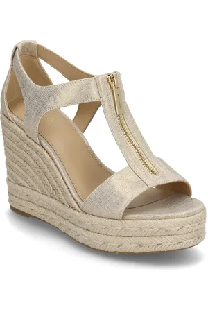 Michael Kors Berkley Mid Wedge Sandal Med Hæl Espadrilles Cream