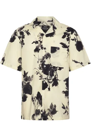 Mads Norgaard Organic Cotton Poplin Kenji Aop Shirt Ss Tops Shirts Short-sleeved Shirts Cream