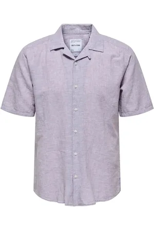 Only & Sons Onscaiden Life Ss Solid Resort Linennoos Tops Shirts Short-sleeved Purple