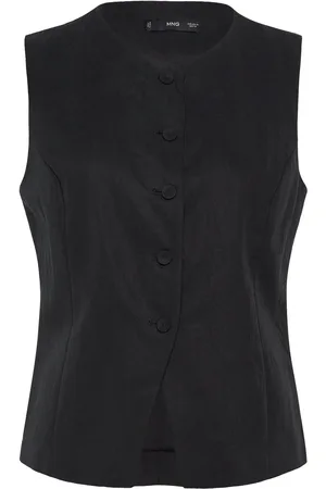 MANGO Straight Lyocell Suit Waistcoat Blazers Sleeveless Blazers Black