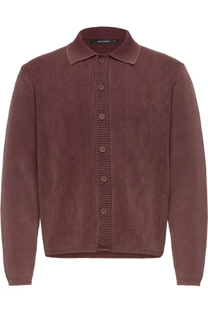 Daily paper Shield Cable Cardigan Tops Knitwear Cardigans Burgundy