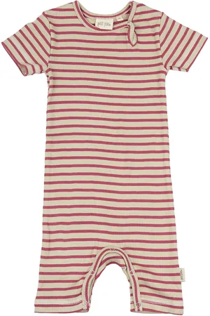 Petit Piao Jumpsuit S/S Modal Striped Bodysuits Short-sleeved Red