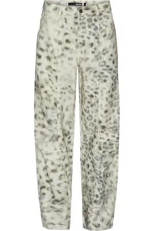 ROTATE Printed Denim Cargo Pants Designers Trousers Cargo Pants Beige