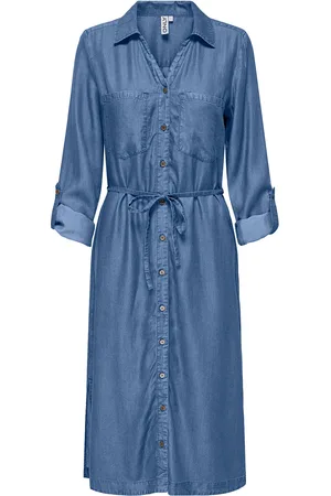 ONLY Onlcharis Life Ls Bel Shirt Dress Cc Wvn Knelang Kjole Blue