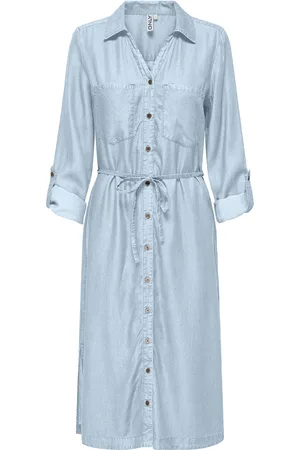 ONLY Onlcharis Life Ls Bel Shirt Dress Cc Wvn Knelang Kjole Blue