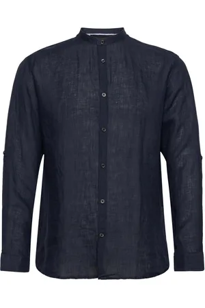 SELECTED Slhregkylian-Linen Shirt Ls Band Tops Shirts Casual Navy