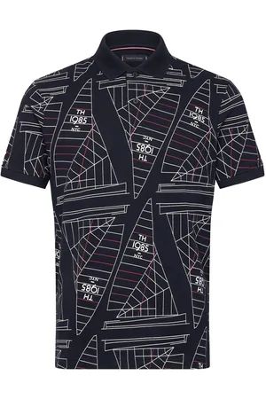 Tommy Hilfiger Sailing Aop Reg Polo Tops Polos Short-sleeved Navy