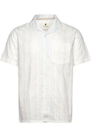 Anerkjendt Akleon Emb S/S Shirt Tops Shirts Short-sleeved Shirts White