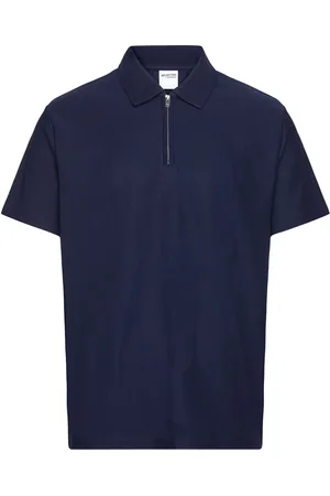 SELECTED Slhrelax-Plisse Half Zip Ss Polo Ex Tops Polos Short-sleeved Navy