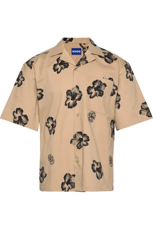 Hugo Blue Eligino Tops Shirts Short-sleeved Shirts Beige