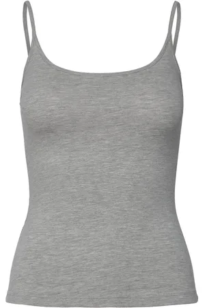 Weekday Fitted Strappy Scoop Neck Singlet Tops T-shirts & Tops Sleeveless Grey