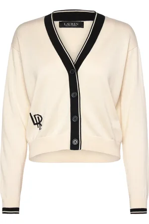 Ralph Lauren Two-T Cotton-Blend Cardigan Tops Knitwear Cardigans White