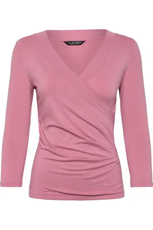 Ralph Lauren Surplice Jersey Top Tops Blouses Long-sleeved Pink