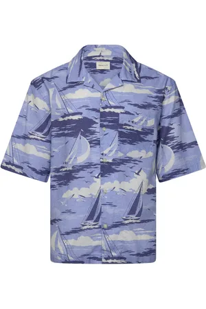 GANT Rel Sailing Print Ss Shirt Designers Shirts Short-sleeved Shirts Blue