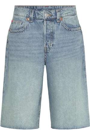 Monki Peggy Low Waist Loose Baggy Leg Denim Shorts Bottoms Shorts Denim Shorts Blue