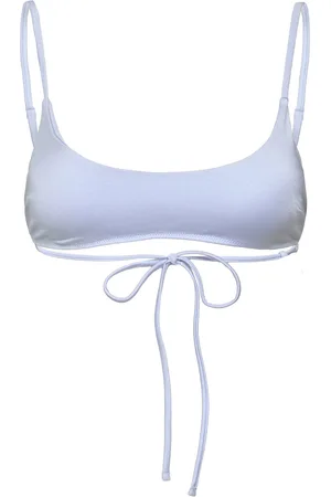 Monki Scoop Neck Bikini Top Swimwear Bikinis Bikini Tops Bandeau Bikinitops Blue