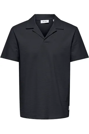 Only & Sons Onskian Reg Seersucker Resort Polo Tops Shirts Short-sleeved Shirts Navy