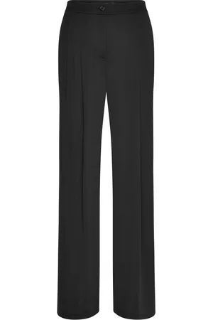 Ralph Lauren Pleated Stretch Jersey Wide-Leg Pant Bottoms Trousers Wide Leg Black