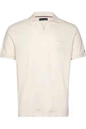 Tommy Hilfiger Cotton Linen Terry Reg Polo Tops Polos Short-sleeved White