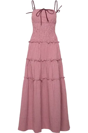 ALOHAS Masami Checks Burgundy Dress Maxikjole Festkjole Red