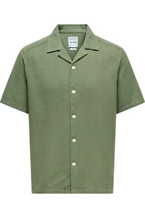 Only & Sons Onsbertil Waffle Ss Resort Shirt Tops Shirts Short-sleeved Shirts Green