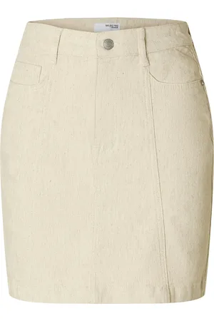 SELECTED Slfuna Hw Short Denim Skirt Skirts Short Skirts Cream