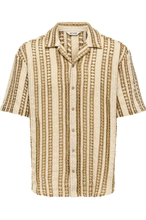Only & Sons Onsdani Crochet Ss Shirt Tops Shirts Short-sleeved Beige