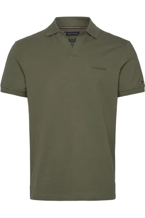 Tommy Hilfiger Cotton Linen Terry Reg Polo Tops Polos Short-sleeved Khaki Green