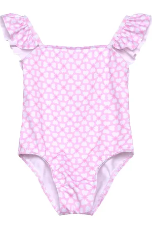 MANGO Printed Swimsuit Ruffled Straps Badedrakt Badetøy Pink
