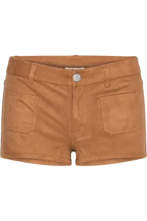 Monki Faux Suede Mini Shorts Bottoms Shorts Leather Shorts Brown
