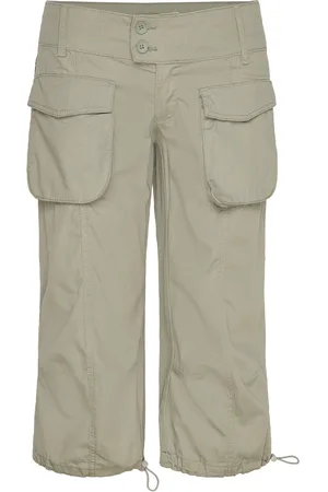 Monki Soft Capri Bottoms Shorts Casual Shorts Khaki Green
