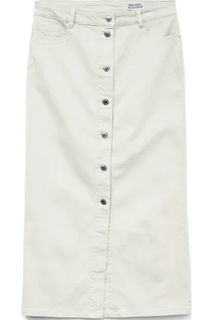 VERO MODA Vmwild Alvida Button Hr 7/8 Clr Skirt Skirts Knee-length & Midi Skirts White