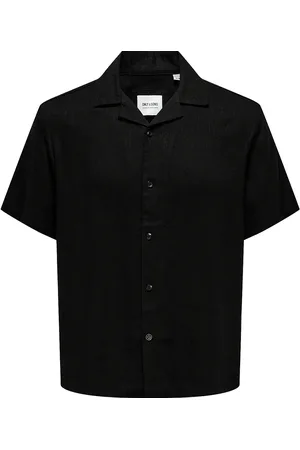 Only & Sons Onskari Resort Ss Shirt Visc Lin 0075 Cs Tops Shirts Short-sleeved Shirts Black