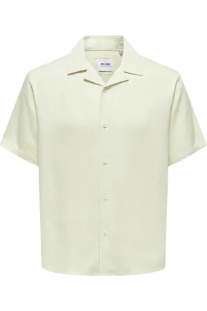 Only & Sons Onskari Resort Ss Shirt Visc Lin 0075 Cs Tops Shirts Short-sleeved Shirts Cream
