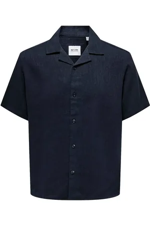 Only & Sons Onskari Resort Ss Shirt Visc Lin 0075 Cs Tops Shirts Short-sleeved Shirts Navy
