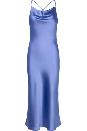 Object Objsateen S/L Midi Dress E Div Maxikjole Festkjole Blue